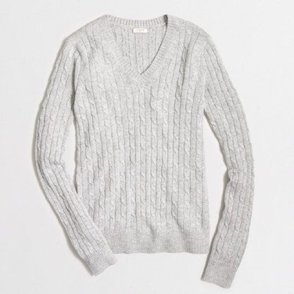 J. Crew Sweaters - J Crew Factory cableknit v-neck sweater in grey